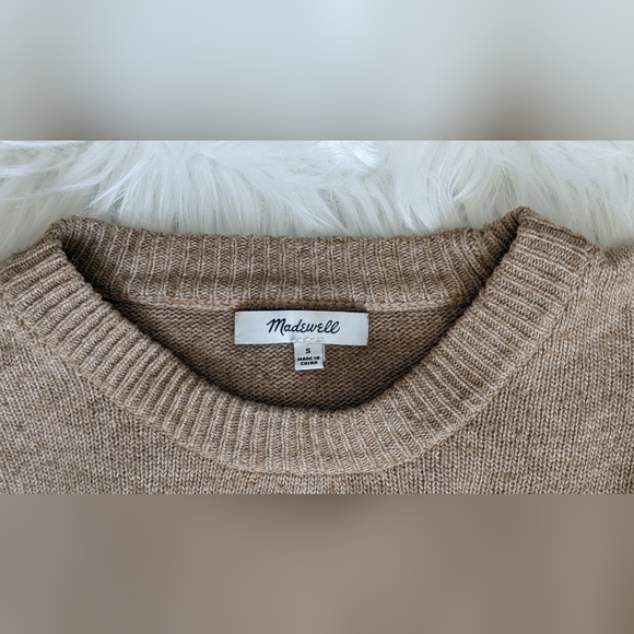 NWOT Madewell camel drop shoulder oversized boxy wide sleeve ribbed knit cuffs - Picture 6 of 14